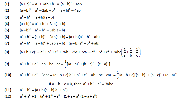 algebraic formulas